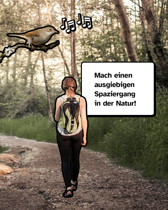 Mach einen ausgiebigen Spaziergang in der Natur!