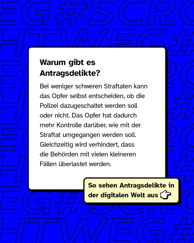 Warum gibt es Antragsdelikte? Bei weniger schweren Straftaten kann das Opfer selbst entscheiden, ob die Polizei dazugeschaltet werden soll oder nicht. Das Opfer hat dadurch mehr Kontrolle darüber, wie mit der Straftat umgegangen werden soll. Gleichzeitig wird verhindert, dass die Behörden mit vielen kleineren Fällen überlastet werden.
