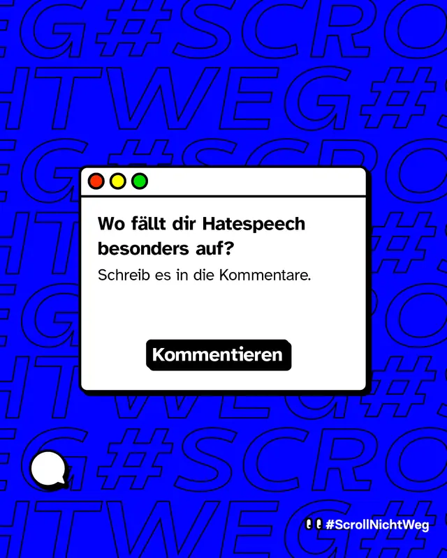 Wei&szlig;e Checkbox in der steht: Wo f&auml;llt dir Hatespeech besonders auf? Schreib es in die Kommentare.