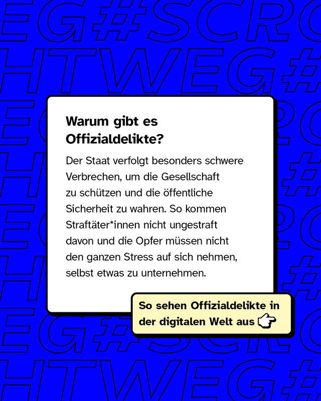 Warum gibt es Offizialdelikte? Der Staat verfolgt besonders schwere Verbrechen, um die Gesellschaft zu schützen und die öffentliche Sicherheit zu wahren. So kommen Straftäter nicht ungestraft davon und die Opfer müssen nicht den ganzen Stress auf sich nehmen, selbst etwas zu unternehmen.