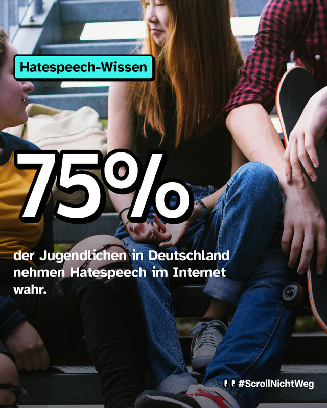 75 Prozent der Jugendlichen in Deutschland nehmen Hatespeech im Internet wahr.