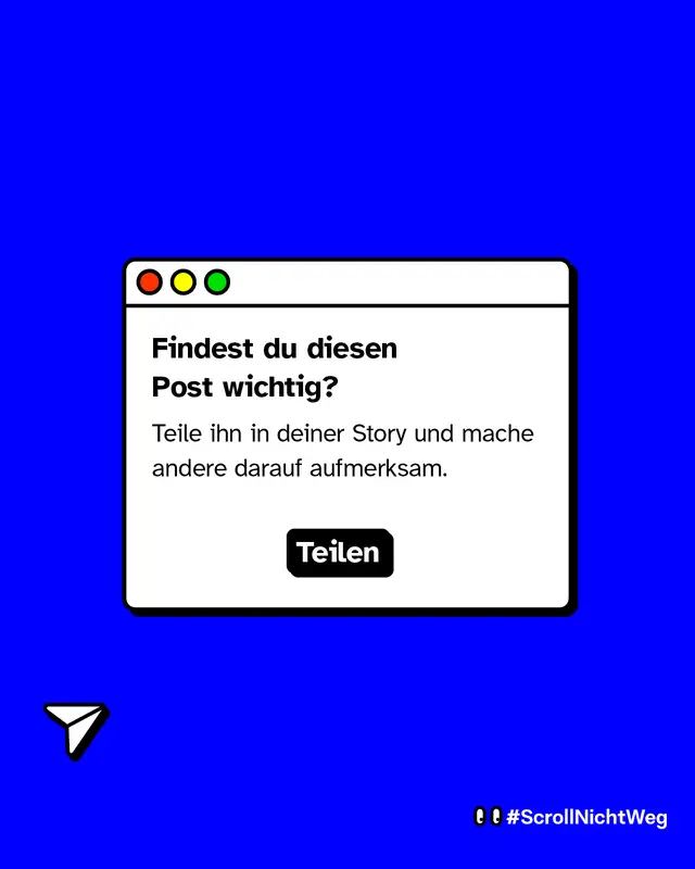 Wei&szlig;e Checkbox, in der steht: Findest du diesen Post wichtig? Teile ihn in deiner Story und und mache andere darauf aufmerksam.