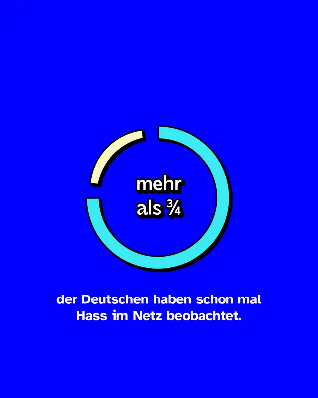 Mehr als drei Viertel (76%) der Deutschen haben schon mal Hass im Netz beobachtet.