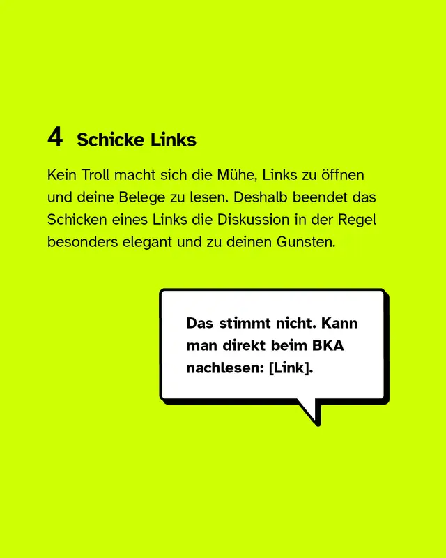 Viertens: Schicke Links mit, durch die du deine Argumente belegen kannst.
