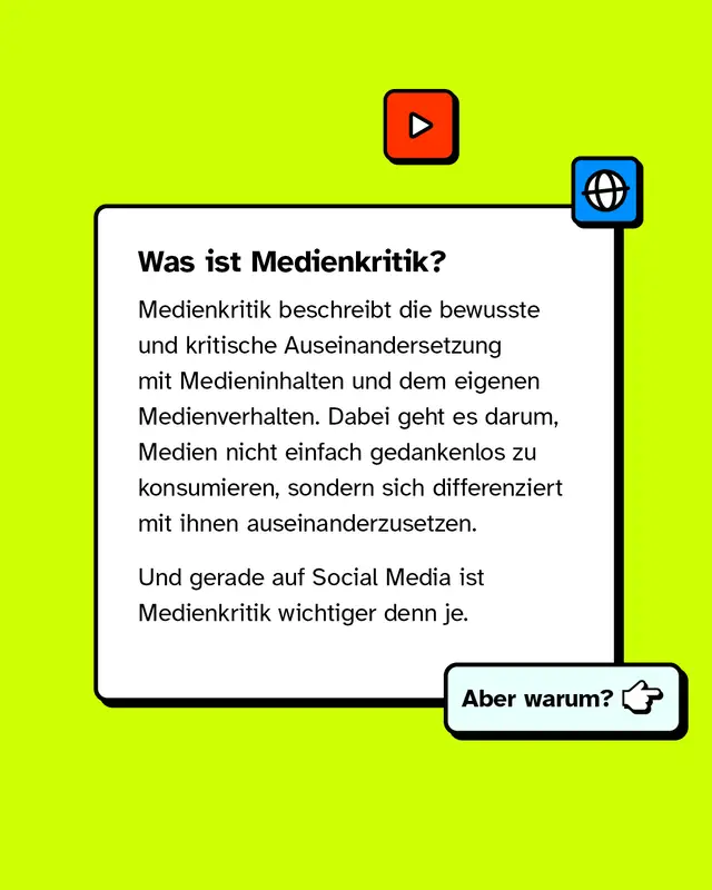 Was ist Medienkritik? Medienkritik beschreibt die bewusste und kritische Auseinandersetzung mit Medieninhalten und dem eigenen Medienverhalten. Dabei geht es darum, Medien nicht einfach gedankenlos zu konsumieren, sondern sich differenziert mit ihnen auseinanderzusetzen. Und gerade auf Social Media ist Medienkritik wichtiger denn je. Aber warum?