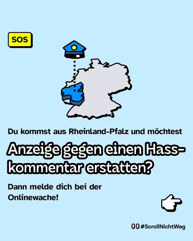 Du möchtest Anzeige gegen einen Hasskommentar erstatten? Dann melde dich bei der Onlinewache!