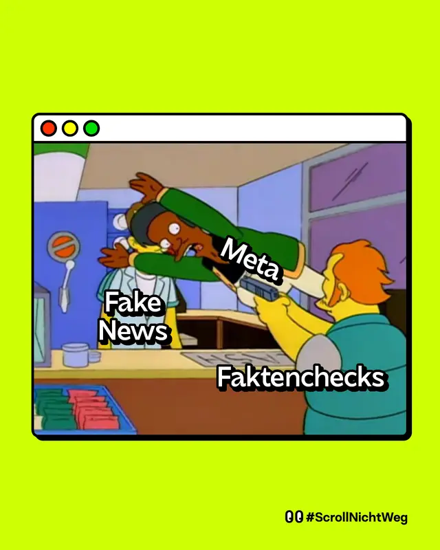 Fake-News to go?  Im Januar 2025 hat Meta &ndash; der Konzern hinter Facebook und Instagram &ndash; die Zusammenarbeit mit unabh&auml;ngigen Faktenpr&uuml;fer*innen beendet. 😳  Sollten soziale Netzwerke besser vor Falschmeldungen gesch&uuml;tzt werden? Schreib uns deine Meinung dazu gerne in die Kommentare!