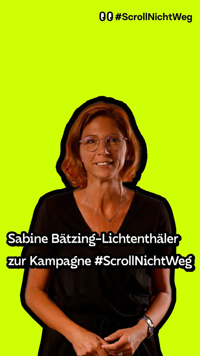 Video: Ministerin Sabine B&auml;tzing-Lichtenth&auml;ler zu #ScrollNichtWeg