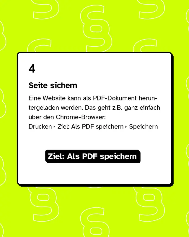 Seite als PDF sichern.