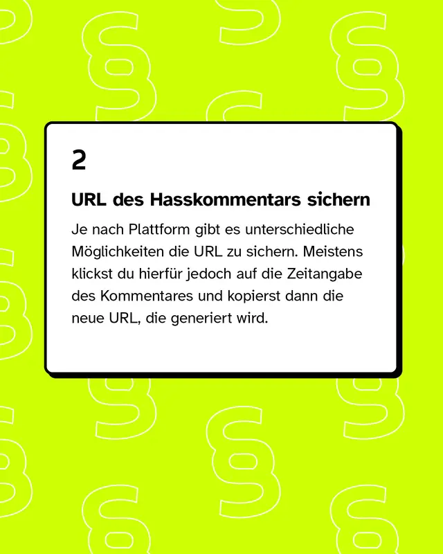 URL des Hasskommentars sichern.