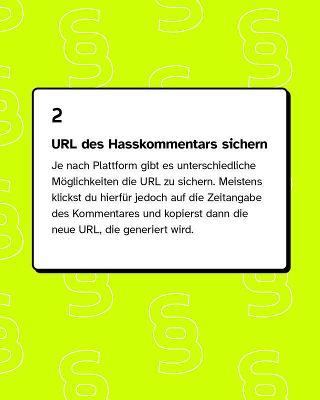 URL des Hasskommentars sichern.