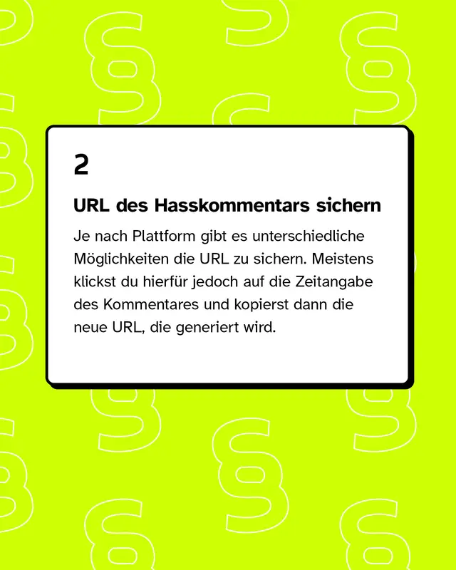 URL des Hasskommentars sichern.