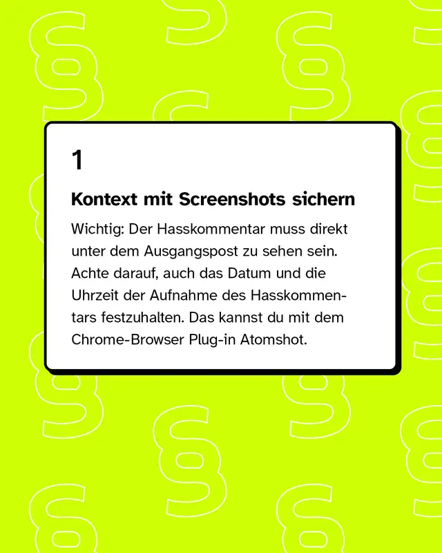 Kontext mit Screenshots sichern.