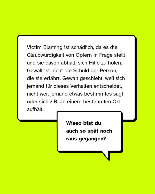 Victim Blaming ist schädlich, da es die Glaubwürdigkeit von Opfern in Frage stellt.
