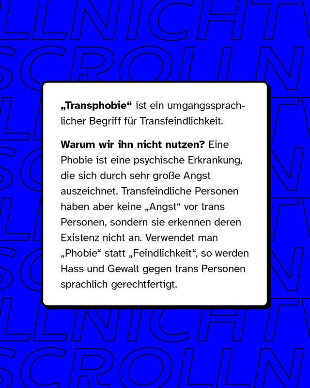Transphobie ist ein umgangssprachlicher Begriff für Transfeindlichkeit.