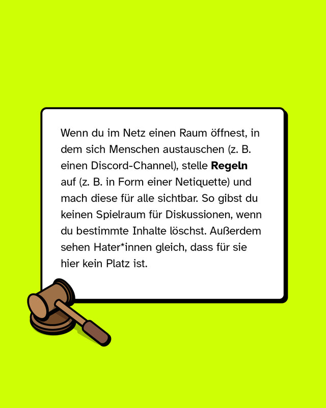 Wenn du im Netz einen Chat-Raum eröffnest, stelle Regeln in Form einer Netiquette auf.