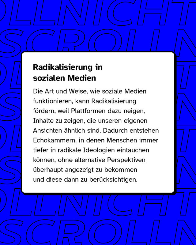 Radikalisierung und soziale Medien Soziale Medien verstärken oft Radikalisierung, indem sie Inhalte bevorzugen, die den eigenen Ansichten ähnlich sind. Dadurch entstehen Echokammern, die den Zugang zu alternativen Perspektiven einschränken.