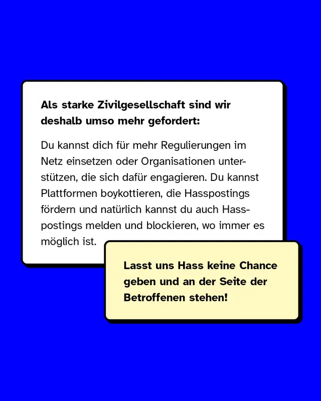 Als starke Zivilgesellschaft sind wir deshalb umso mehr gefordert. Lasst uns Hass keine Chance geben und an der Seite der Betroffenen stehen!
