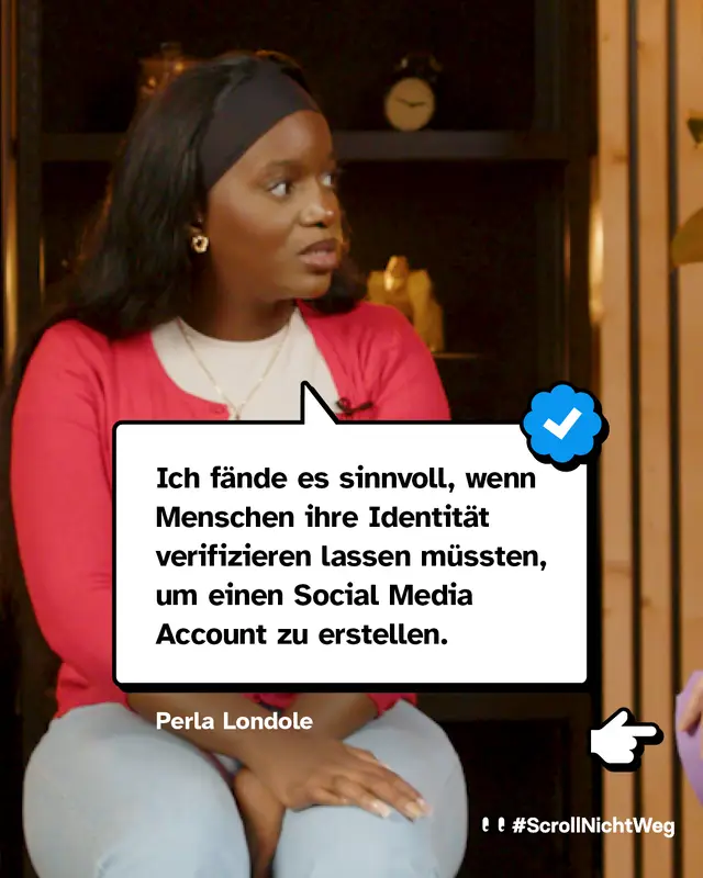 Zitat Perla Londole: Ich f&auml;nde es sinnvoll, wenn Menschen ihre Identit&auml;t verifizieren lassen m&uuml;ssten, um einen Social Media Account zu erstellen.